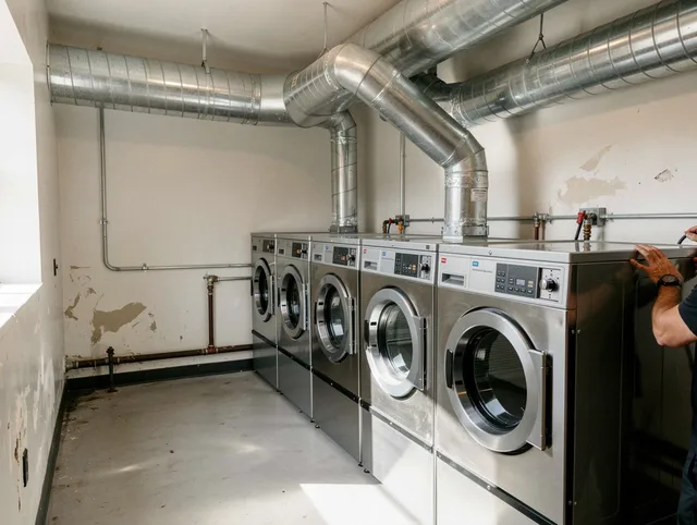 Torrance Dryer Vent Cleaning team performing large-scale commercial dryer vent cleaning in Torrance