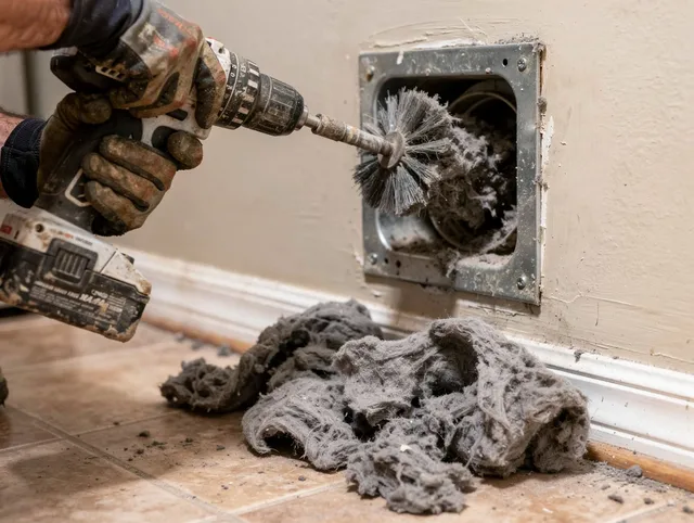 Certified Torrance Dryer Vent Cleaning technician performing dryer vent cleaning in Torrance